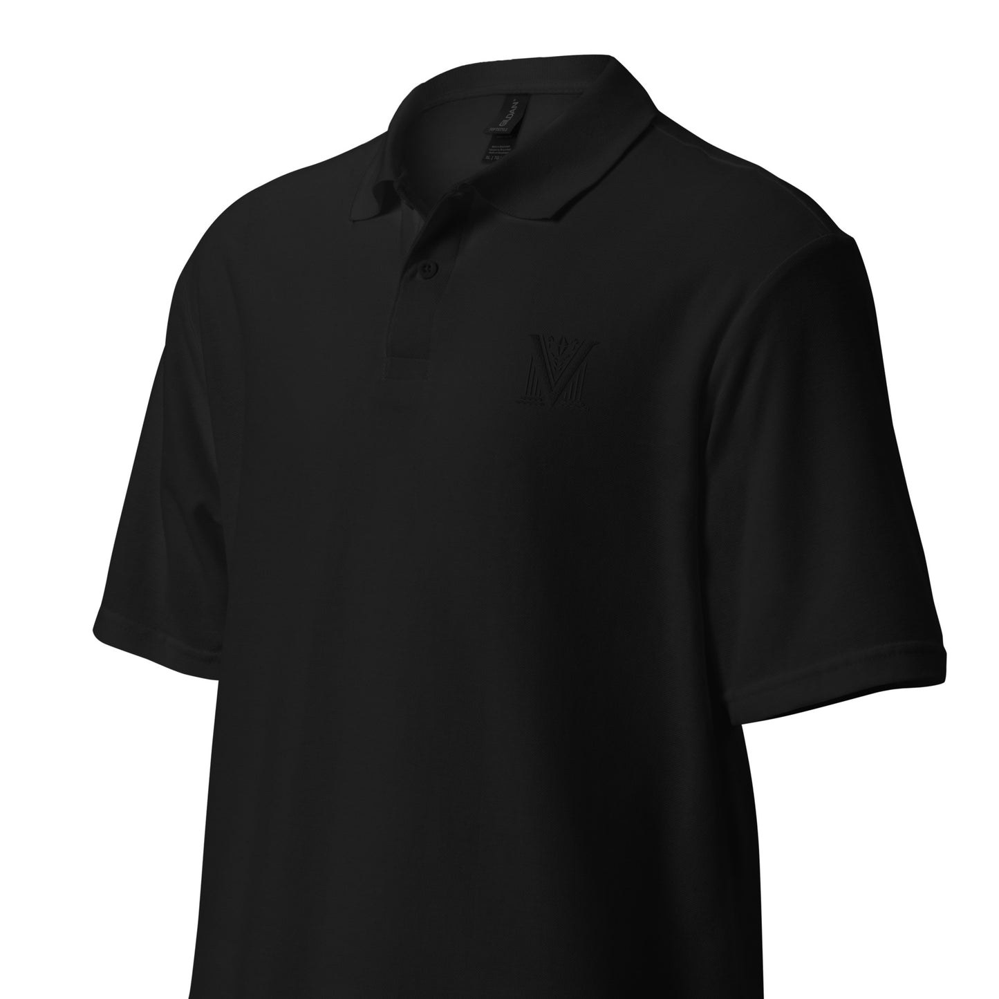 Black Virtus Logo Embroidered Pique Polo Shirt