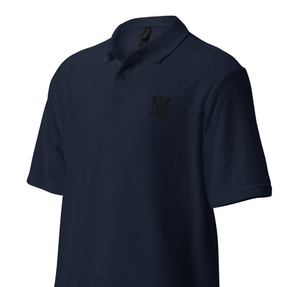 Black Virtus Logo Embroidered Pique Polo Shirt