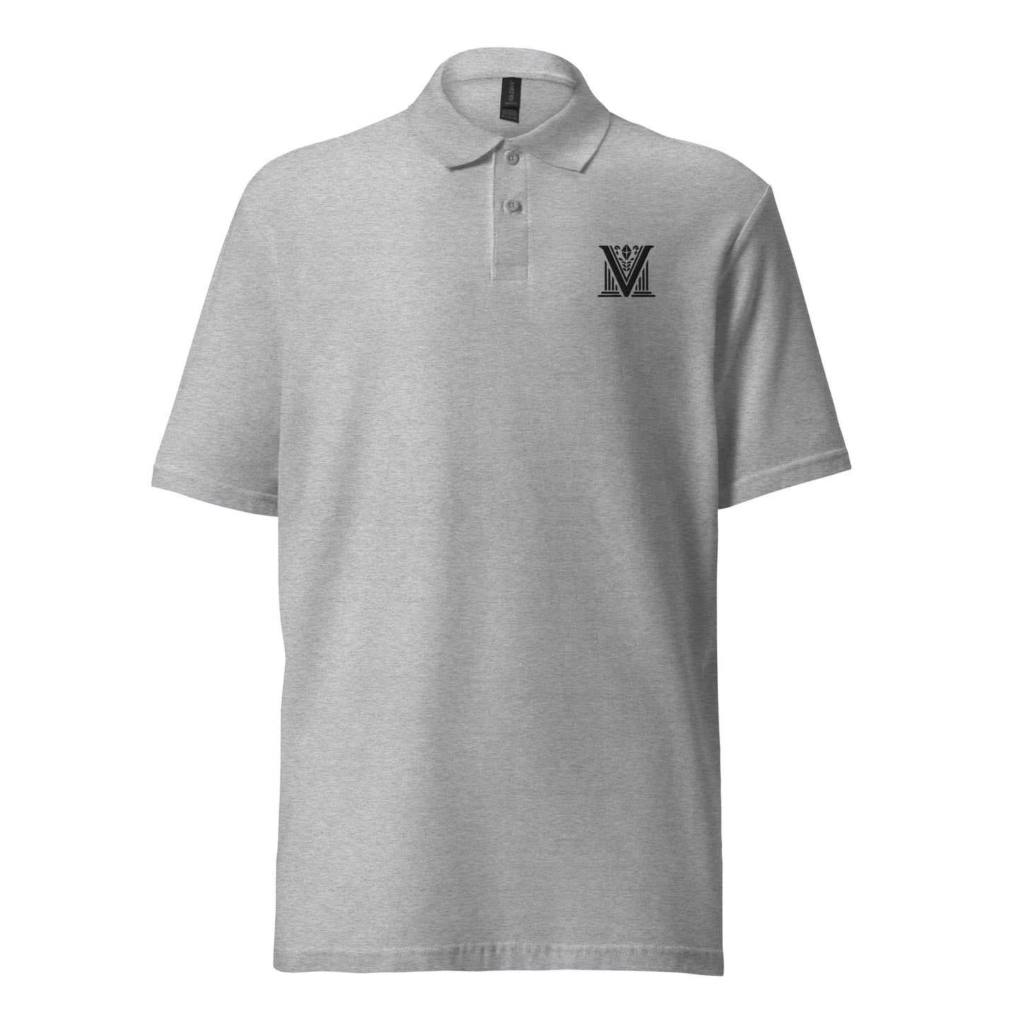 Black Virtus Logo Embroidered Pique Polo Shirt