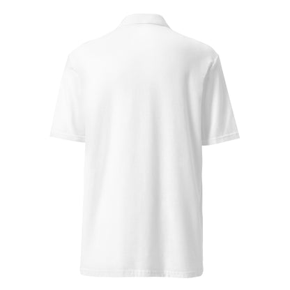 White Virtus Logo Embroidered Pique Polo Shirt