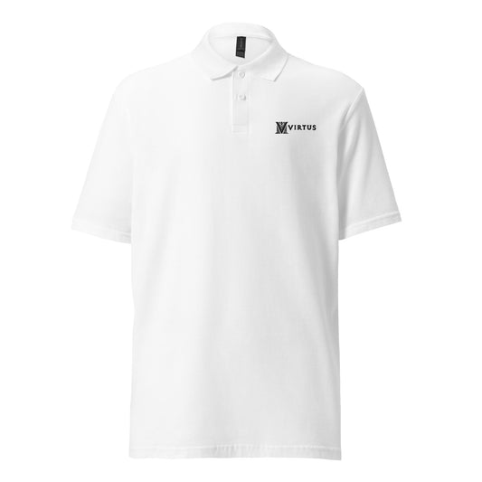 Black Virtus Logo Embroidered Pique Polo Shirt