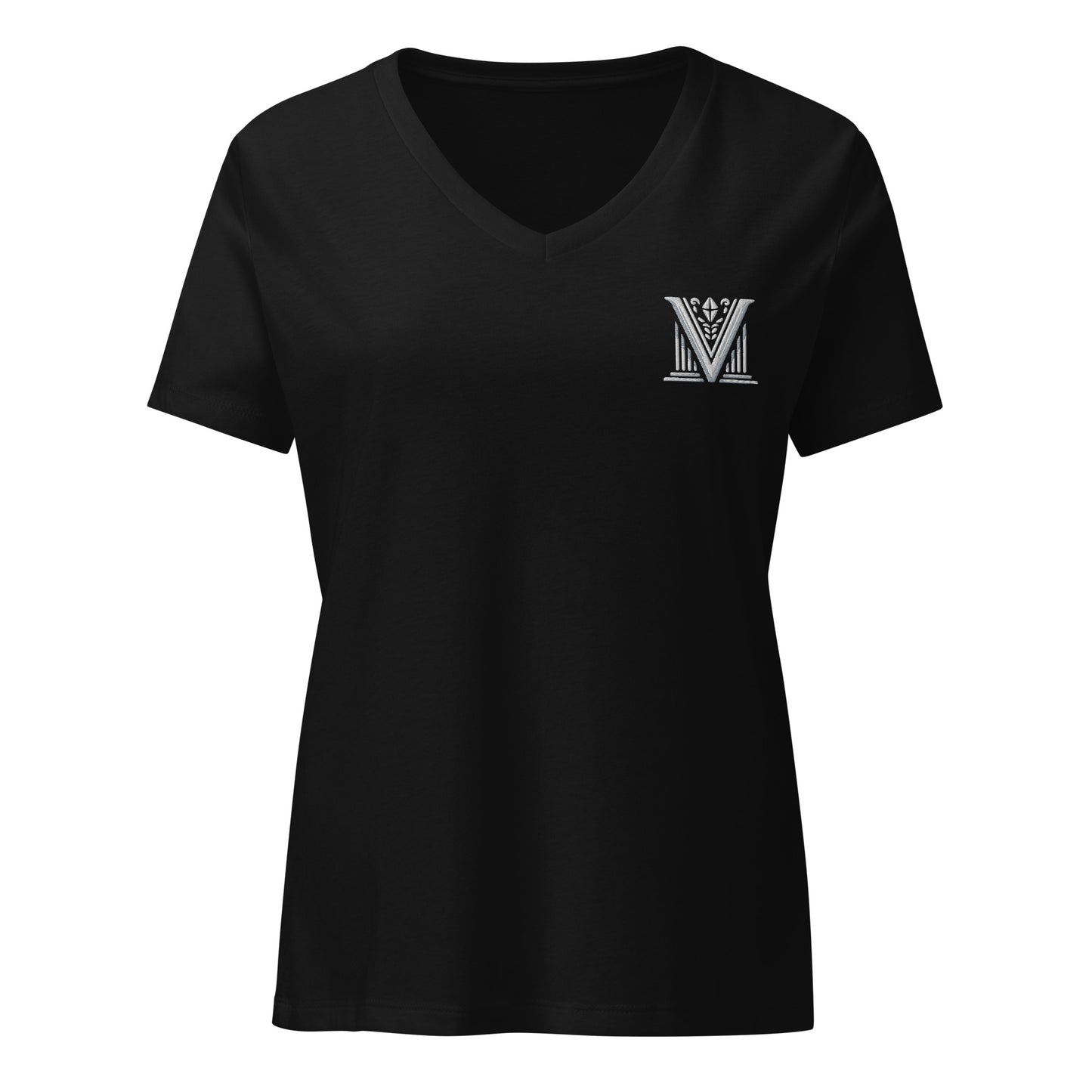 Women's - White Virtus Logo Embroidered T-Shirt