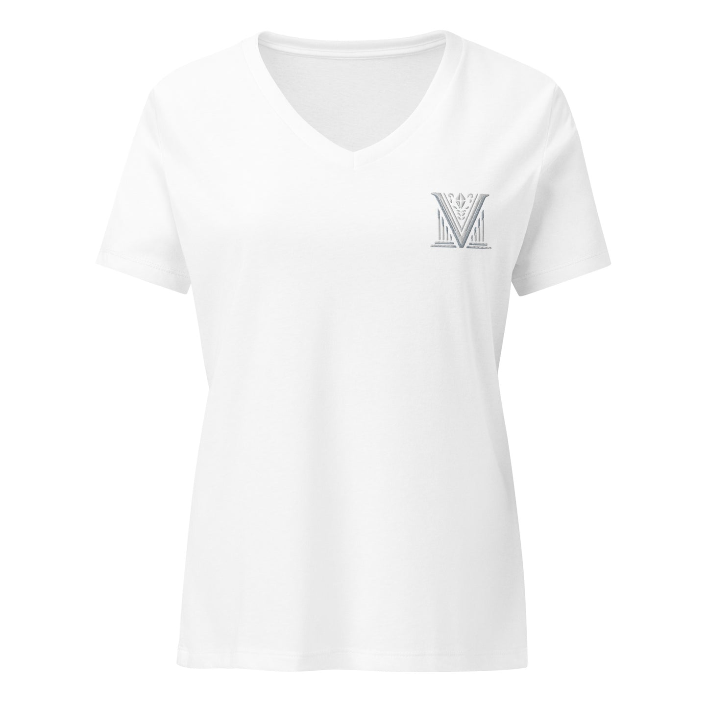 Women's - White Virtus Logo Embroidered T-Shirt