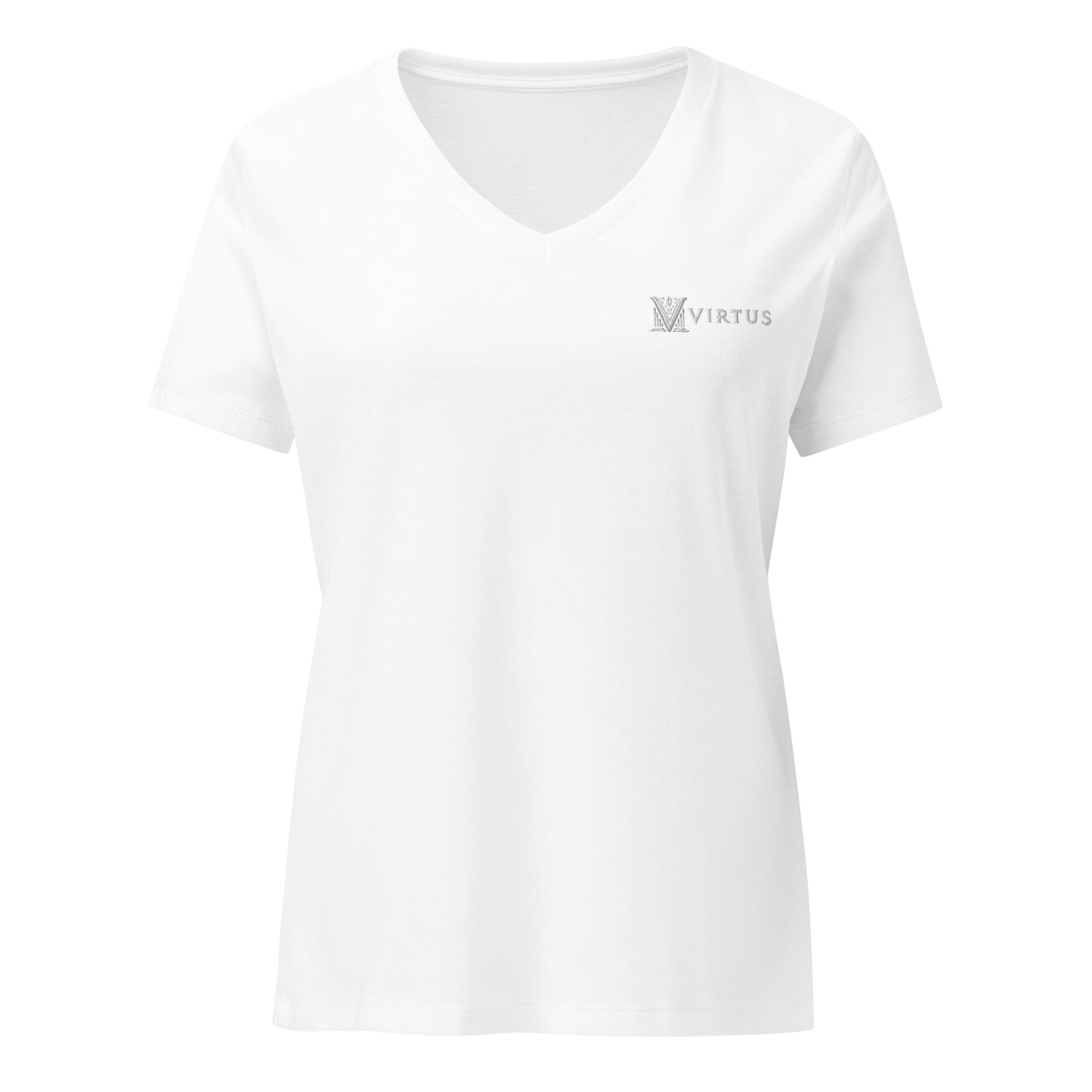 Women's - White Virtus Logo Embroidered T-Shirt